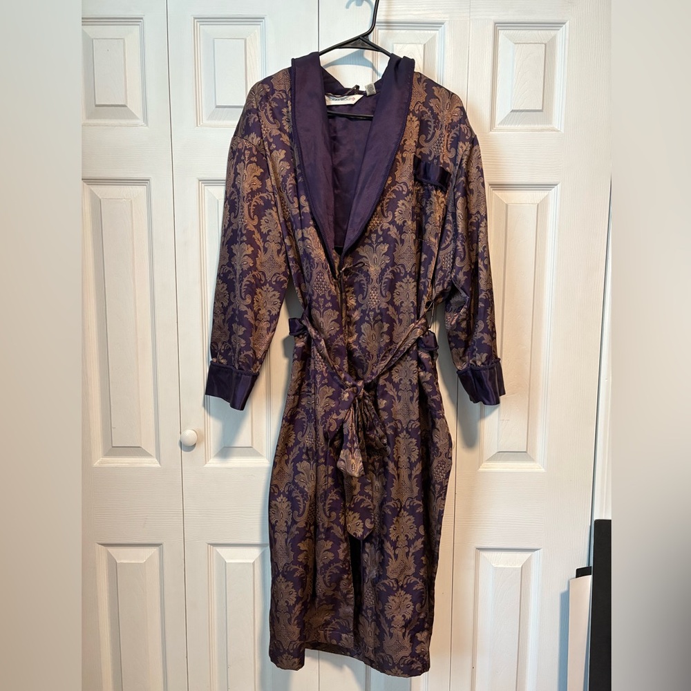 Vintage Victoria's Secret Purple Gold Satin Regal Robe XS/S
